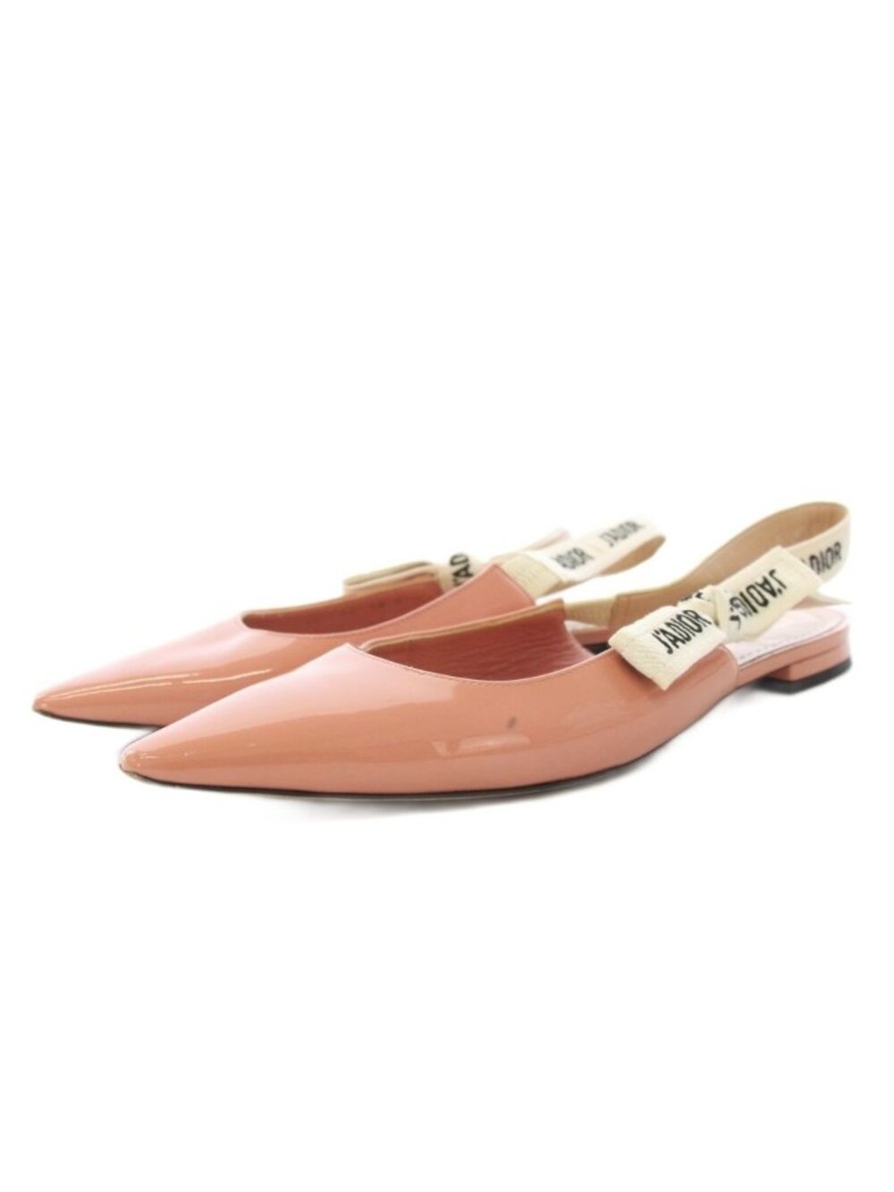 Dior J'adior Ballet Flat Shoes Pumps Slingback Patent Pink TK 38.5